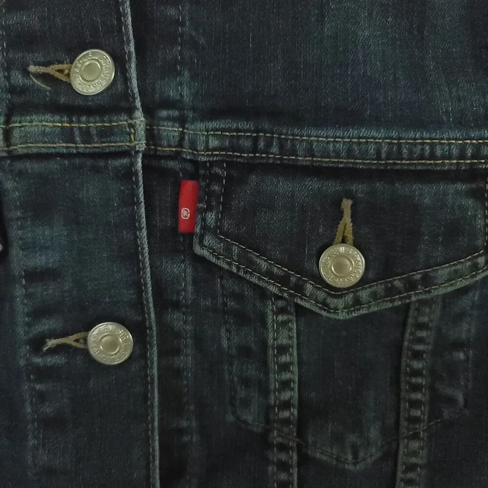 LEVI STRAUSS Women's NWT Original Trucker Crop Denim Jacket Sz S Blank Tab RARE - Picture 6 of 16